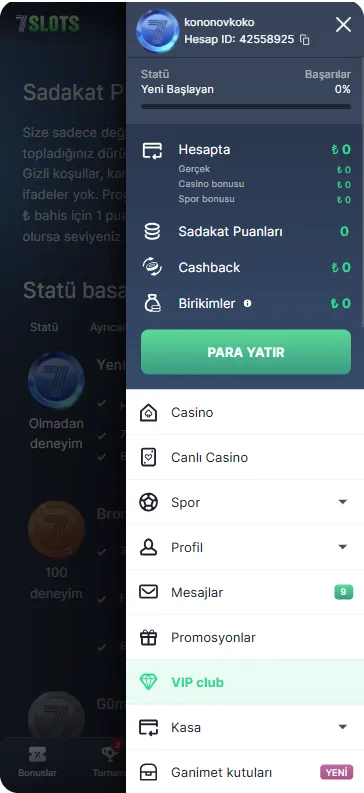 Yan menüyü açma